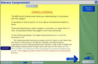 Screenshot of social-studies program: Conclusions